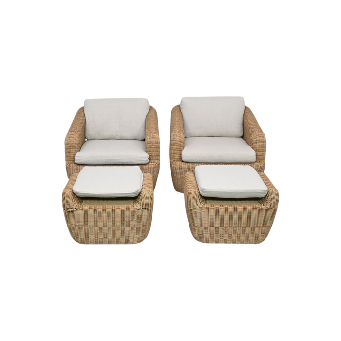Wade Logan Cambelle Swivel Weather Resistant PE Wicker Barrel Chair and Ottoman Set of 2, image 3