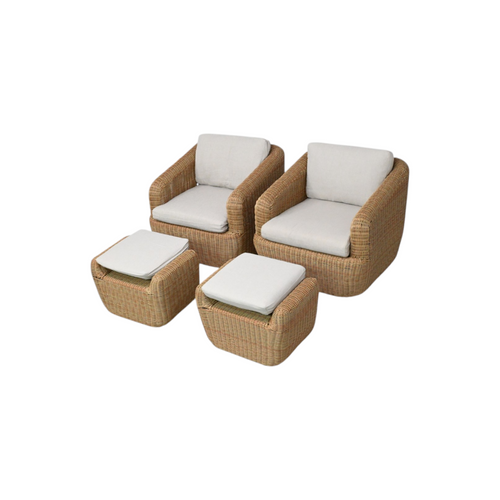 Wade Logan Cambelle Swivel Weather Resistant PE Wicker Barrel Chair and Ottoman Set of 2, image 4