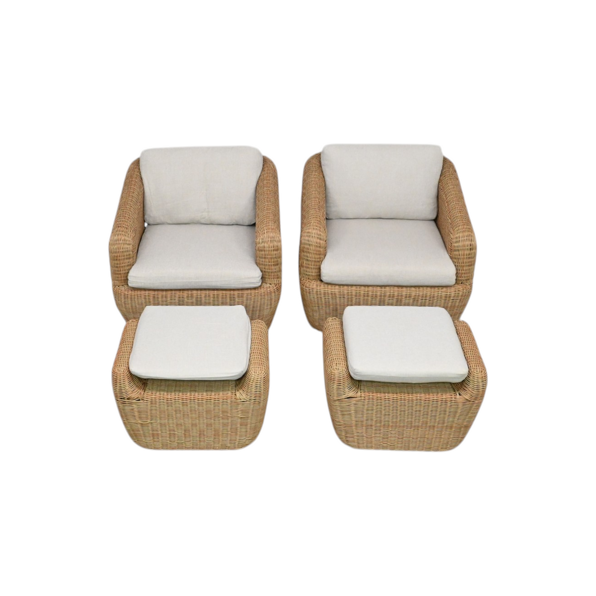 Wade Logan Cambelle Swivel Weather Resistant PE Wicker Barrel Chair and Ottoman Set of 2