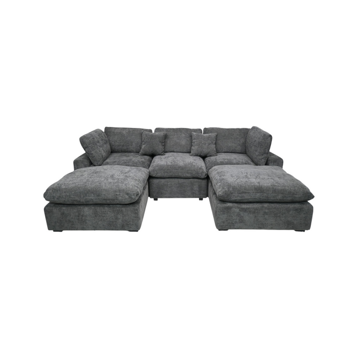 Latitude Run Modular Plush Chenille Extra Soft Deep Cloud Sectional U-shaped Sofa With Ottoman & Armrest Pillows, image 2
