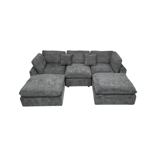 Latitude Run Modular Plush Chenille Extra Soft Deep Cloud Sectional U-shaped Sofa With Ottoman & Armrest Pillows, image 4