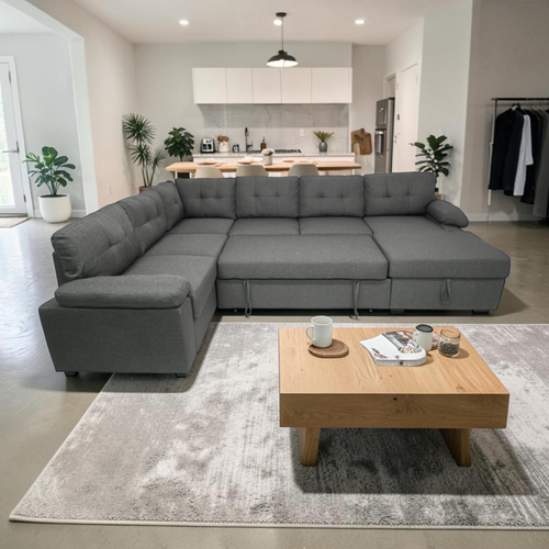 Latitude Run Aine Fabric Sectional Sleeper Sofa (Pull-Out Bed) With Storage Chaise, image 1