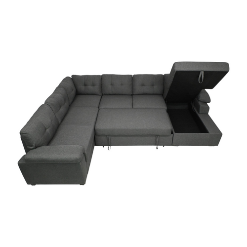 Latitude Run Aine Fabric Sectional Sleeper Sofa (Pull-Out Bed) With Storage Chaise, image 9