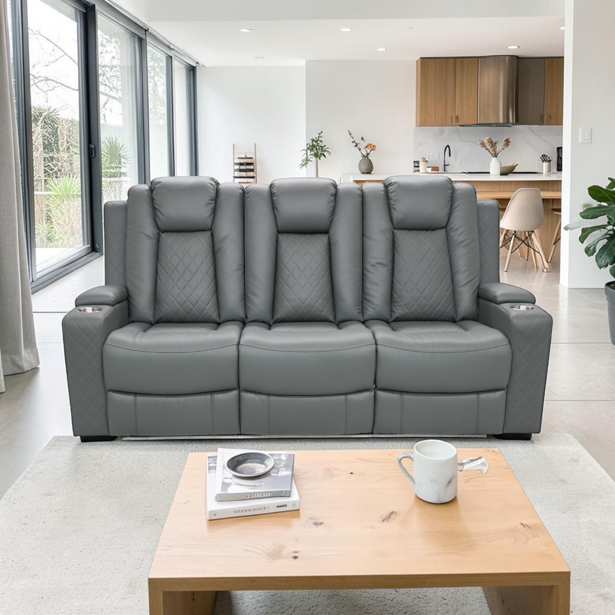 Ivy Bronx Tayeba Diamond Faux Leather Reclining Sofa