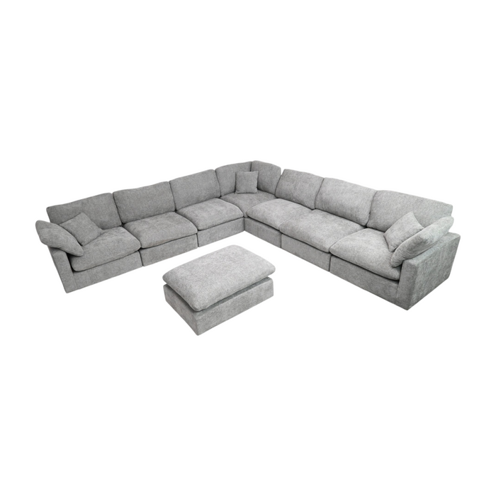 Latitude Run 8 piece Extra Deep Sectional Sofa Modern L-Shaped Modular Sectional Chenille Sofa with Ottoman, Pillow-Top Arms, and Plush Fabric Upholstery, image 2
