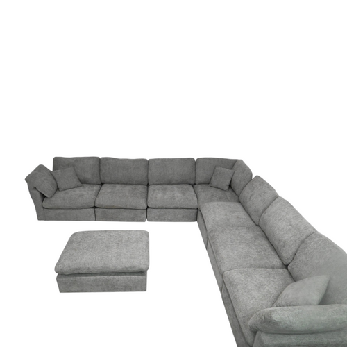 Latitude Run 8 piece Extra Deep Sectional Sofa Modern L-Shaped Modular Sectional Chenille Sofa with Ottoman, Pillow-Top Arms, and Plush Fabric Upholstery, image 4