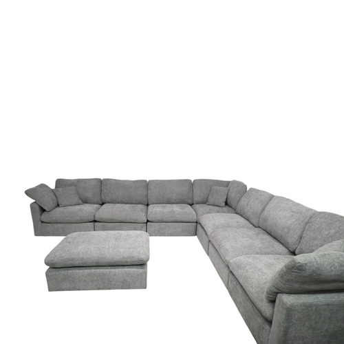 Latitude Run 8 piece Extra Deep Sectional Sofa Modern L-Shaped Modular Sectional Chenille Sofa with Ottoman, Pillow-Top Arms, and Plush Fabric Upholstery, image 5