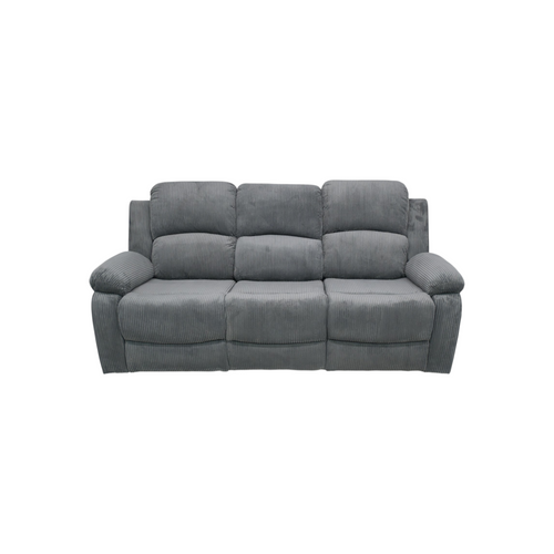 Latitude Run Dark Grey Corduroy 3-Seat Manual Recliner Sofa With Drop-Down Table & Cup Holders, image 2