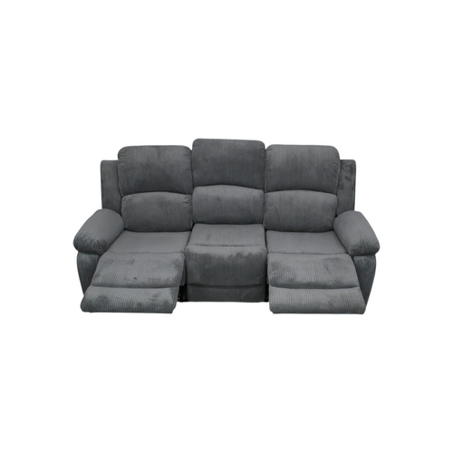 Latitude Run Dark Grey Corduroy 3-Seat Manual Recliner Sofa With Drop-Down Table & Cup Holders, image 9