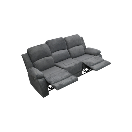 Latitude Run Dark Grey Corduroy 3-Seat Manual Recliner Sofa With Drop-Down Table & Cup Holders, image 8
