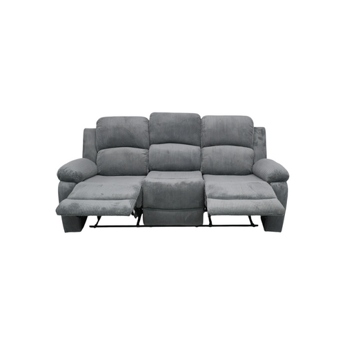 Latitude Run Dark Grey Corduroy 3-Seat Manual Recliner Sofa With Drop-Down Table & Cup Holders, image 7