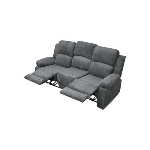 Latitude Run Dark Grey Corduroy 3-Seat Manual Recliner Sofa With Drop-Down Table & Cup Holders, image 6