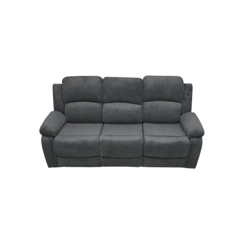 Latitude Run Dark Grey Corduroy 3-Seat Manual Recliner Sofa With Drop-Down Table & Cup Holders, image 4
