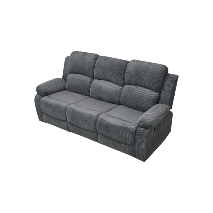 Latitude Run Dark Grey Corduroy 3-Seat Manual Recliner Sofa With Drop-Down Table & Cup Holders, image 3