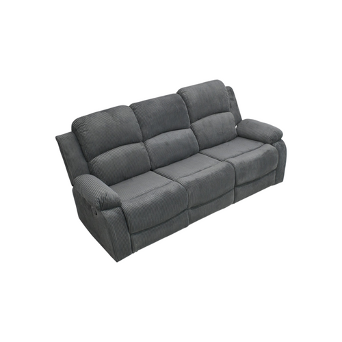 Latitude Run Dark Grey Corduroy 3-Seat Manual Recliner Sofa With Drop-Down Table & Cup Holders, image 5
