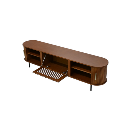 POVISON Mid-Century Modern TV Stand, Sliding Door, Fully Assembly, image 7