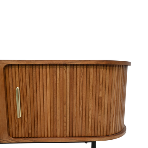 POVISON Mid-Century Modern TV Stand, Sliding Door, Fully Assembly, image 9