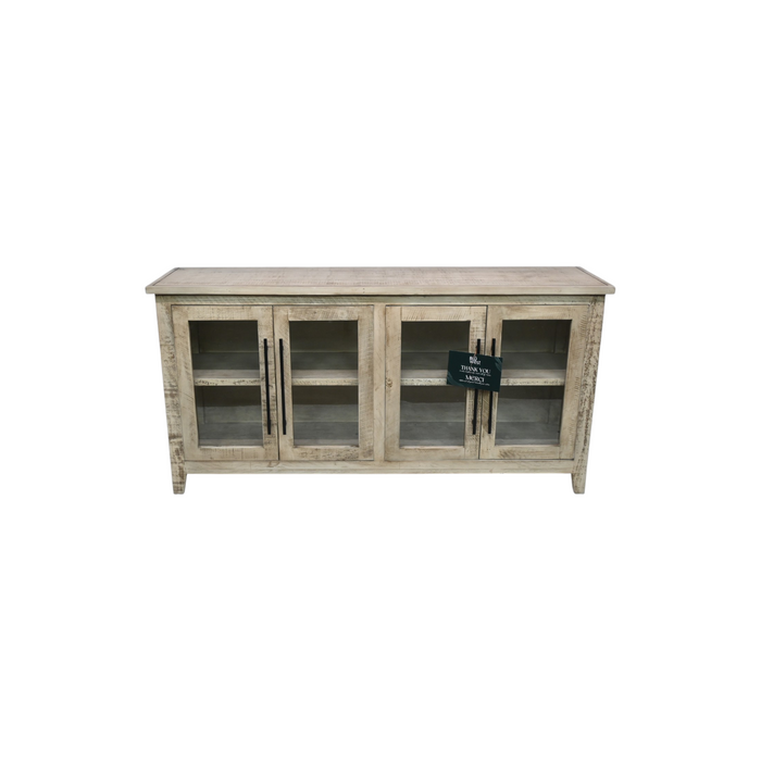 Ebern Designs Solid Wood Sideboard Cabinet TV Console Grey Pine Wood, image 2