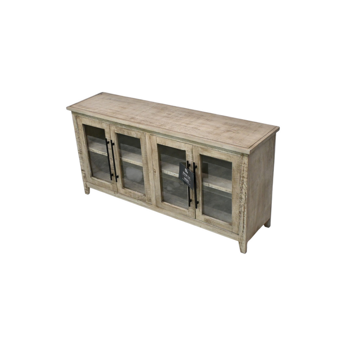 Ebern Designs Solid Wood Sideboard Cabinet TV Console Grey Pine Wood, image 3