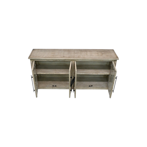 Ebern Designs Solid Wood Sideboard Cabinet TV Console Grey Pine Wood, image 8