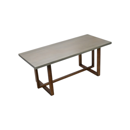 17 Stories Rectangular Solid Wood Dining Table in Cement Gray, image 3