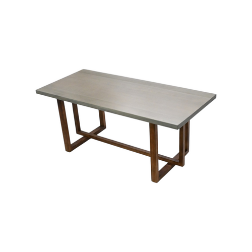 17 Stories Rectangular Solid Wood Dining Table in Cement Gray, image 5