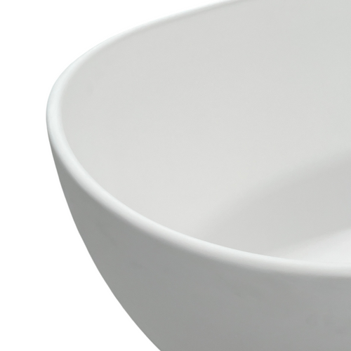 MonBlari Freestanding White Soaking Solid Surface Bathtub with Overflow and Pop-up Drain For Bathroom, image 6