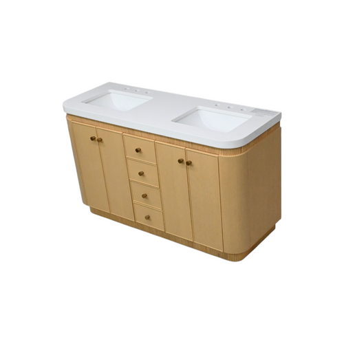 Ancerre Designs Aston Bath Vanity Set in American Oak Finish with Alpine White Quartz Top, image 3