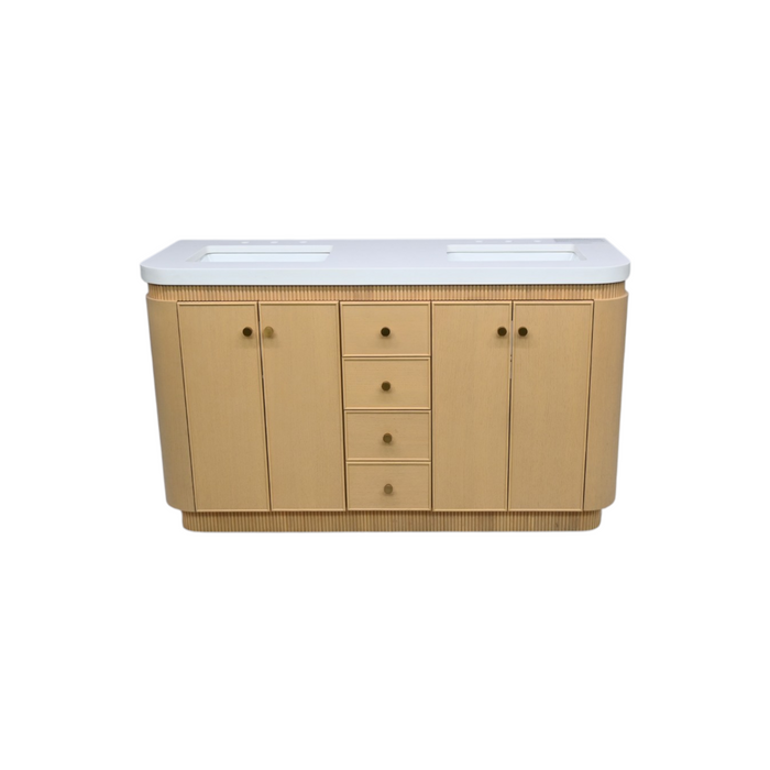 Ancerre Designs Aston Bath Vanity Set in American Oak Finish with Alpine White Quartz Top, image 2