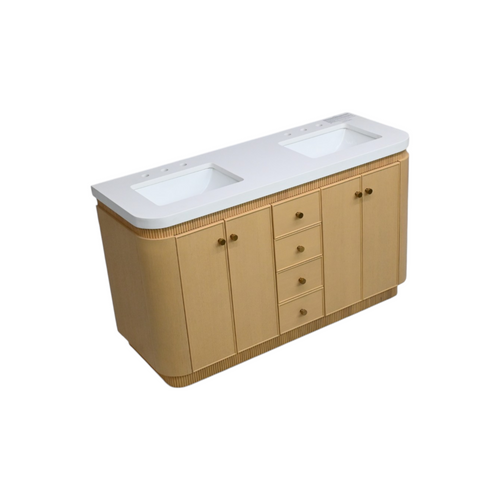 Ancerre Designs Aston Bath Vanity Set in American Oak Finish with Alpine White Quartz Top, image 5