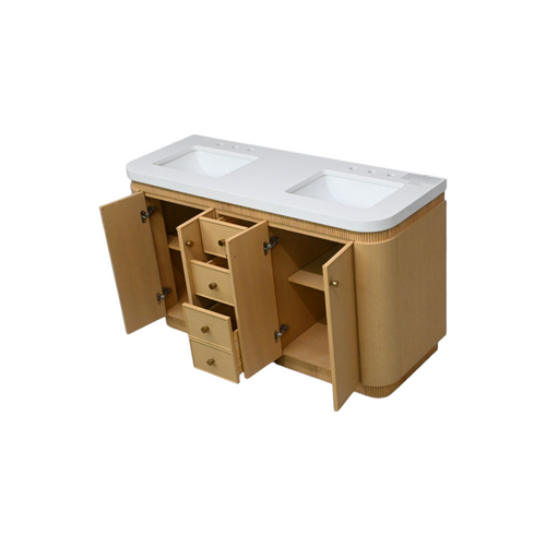Ancerre Designs Aston Bath Vanity Set in American Oak Finish with Alpine White Quartz Top, image 6