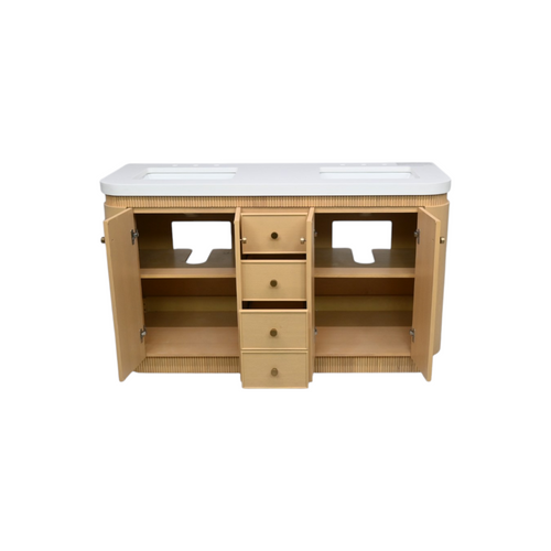 Ancerre Designs Aston Bath Vanity Set in American Oak Finish with Alpine White Quartz Top, image 7