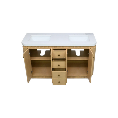 Ancerre Designs Aston Bath Vanity Set in American Oak Finish with Alpine White Quartz Top, image 9