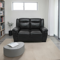 Latitude Run Jacob Grey Contemporary Faux Leather Loveseat With Pillow Top Arms