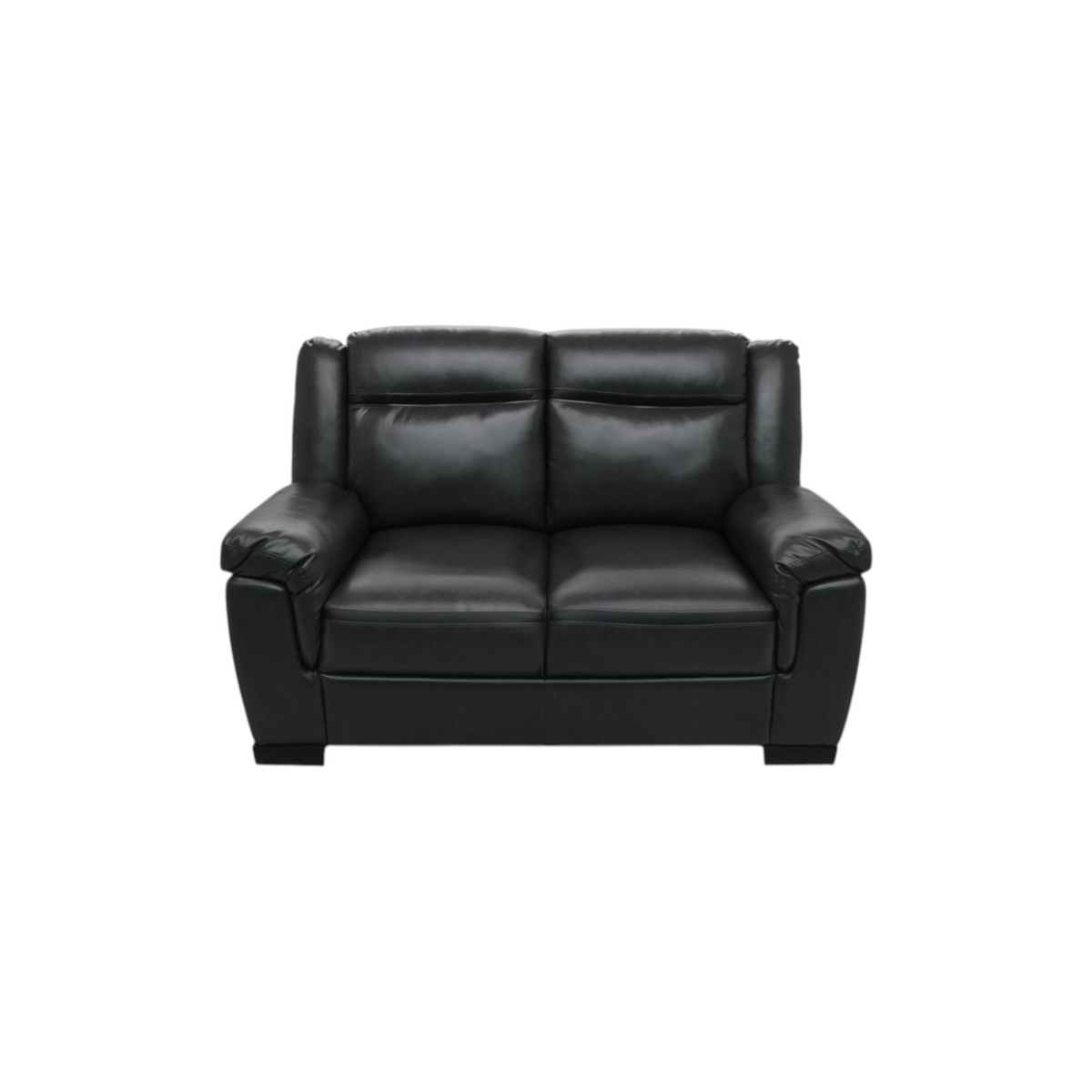Latitude Run Jacob Grey Contemporary Faux Leather Loveseat With Pillow Top Arms