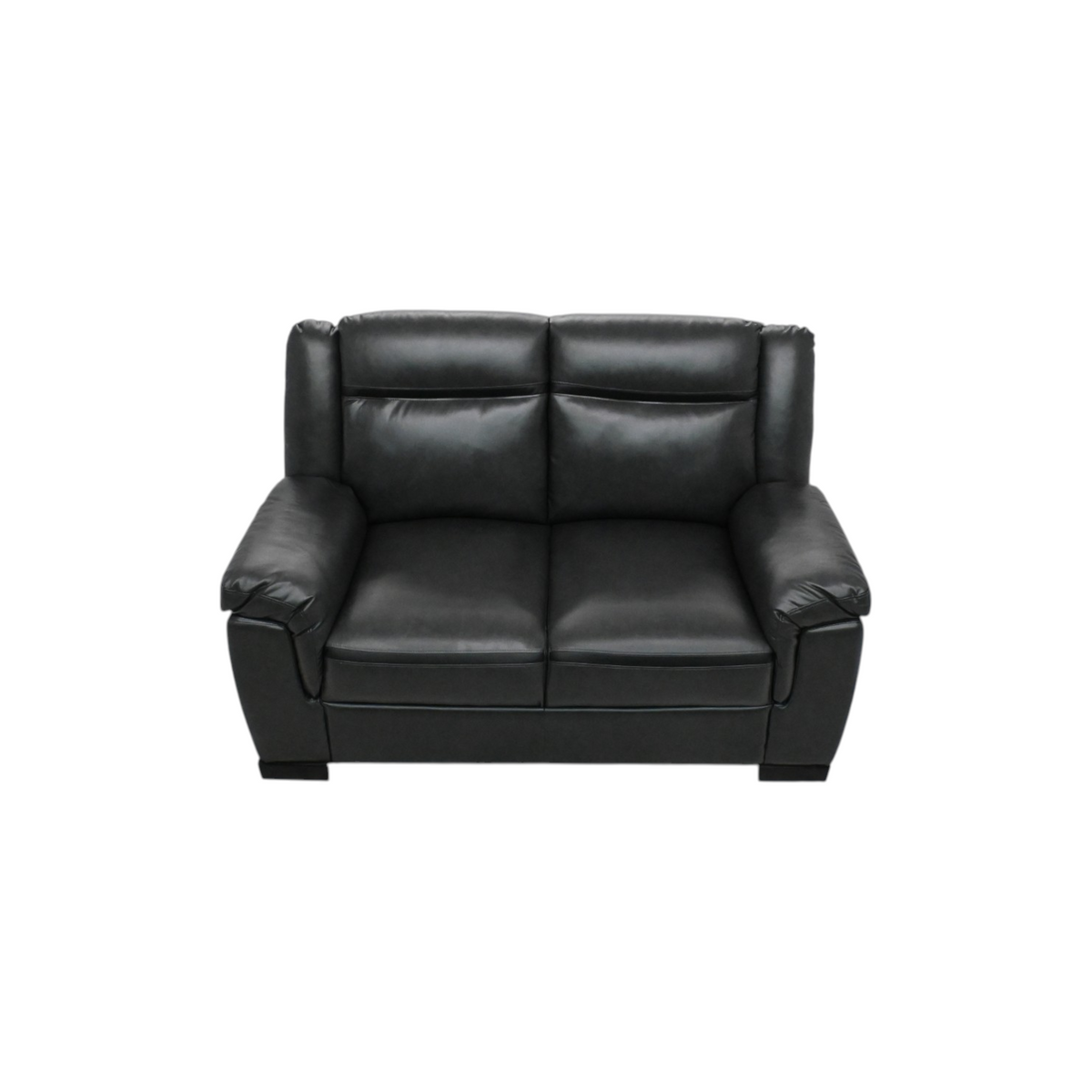 Latitude Run Jacob Grey Contemporary Faux Leather Loveseat With Pillow Top Arms