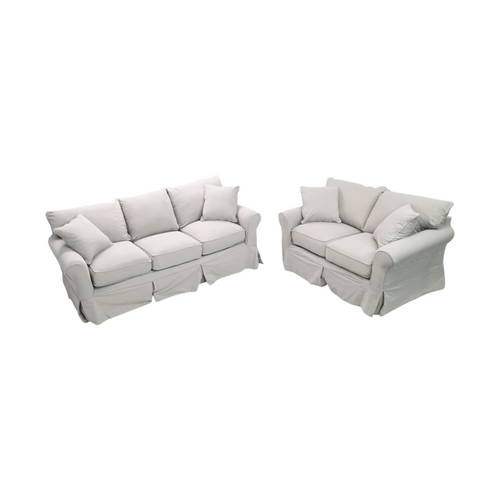 Wayfair Custom Upholstery Amari Rolled Arm Slipcovered Loveseat and 3-Seater Set, image 2