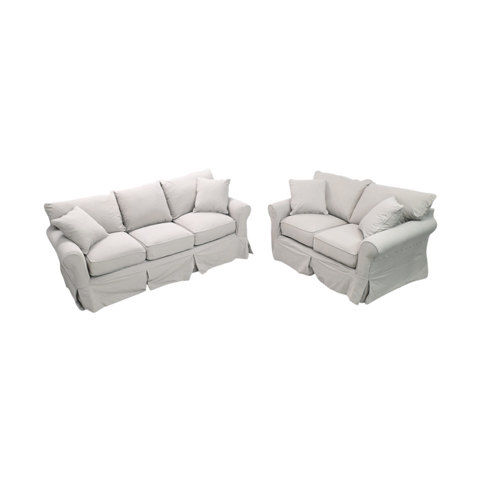 Wayfair Custom Upholstery Amari Rolled Arm Slipcovered Loveseat and 3-Seater Set, image 2