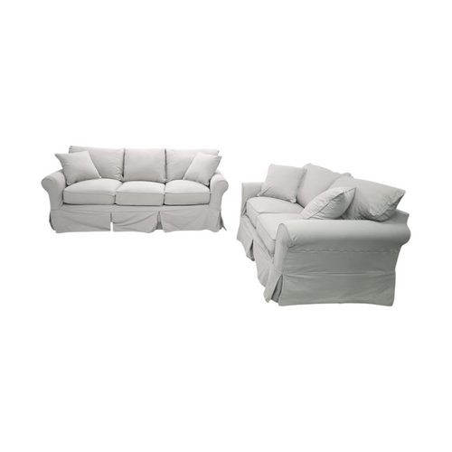Wayfair Custom Upholstery Amari Rolled Arm Slipcovered Loveseat and 3-Seater Set, image 3