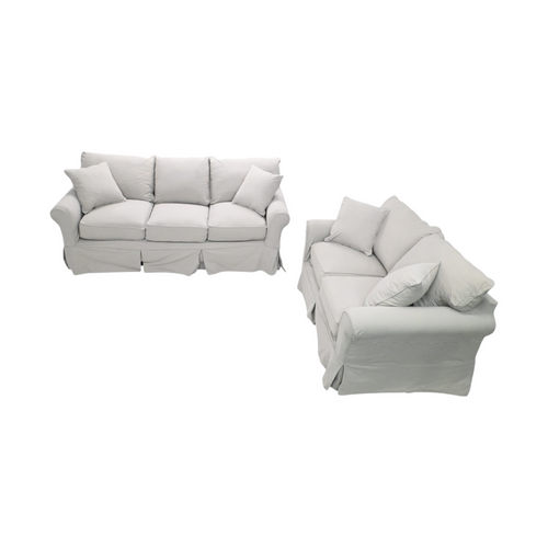 Wayfair Custom Upholstery Amari Rolled Arm Slipcovered Loveseat and 3-Seater Set, image 4