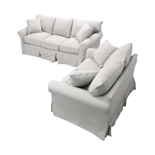 Wayfair Custom Upholstery Amari Rolled Arm Slipcovered Loveseat and 3-Seater Set, image 5