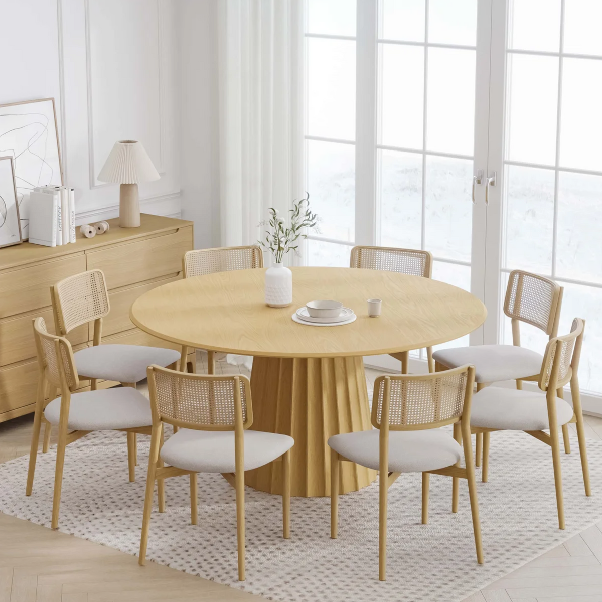 Latitude Run Solid Wood Dining Table Round Pedestal Kitchen Table
