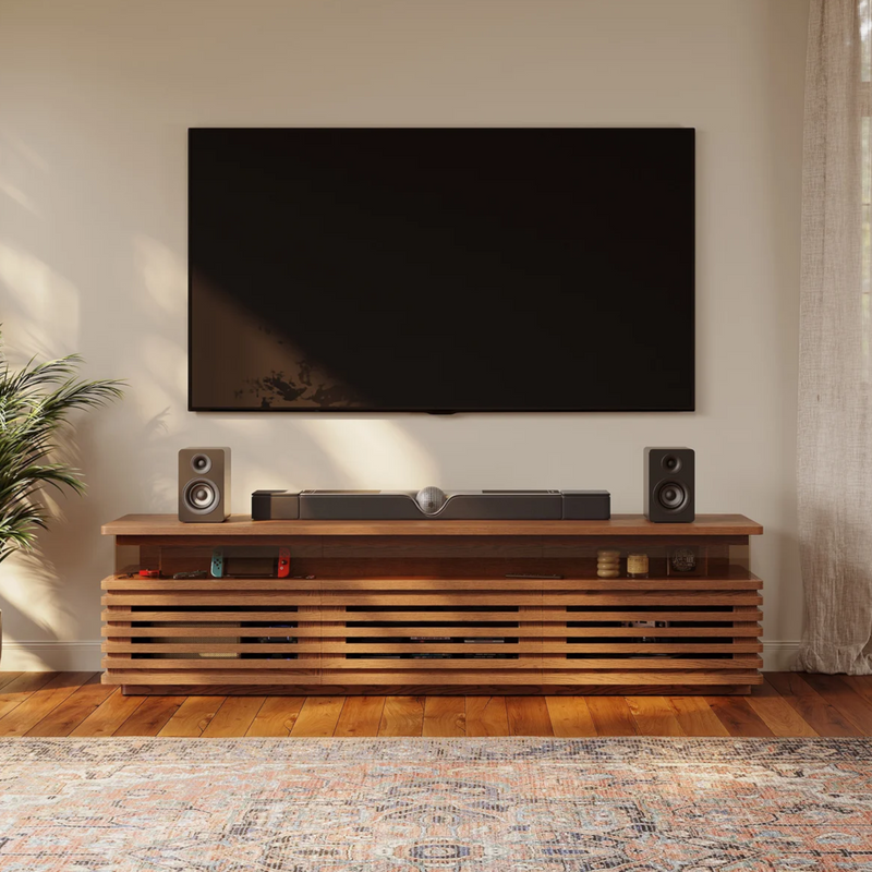 POVISON Selene Slatted Media Console With LED Lighting