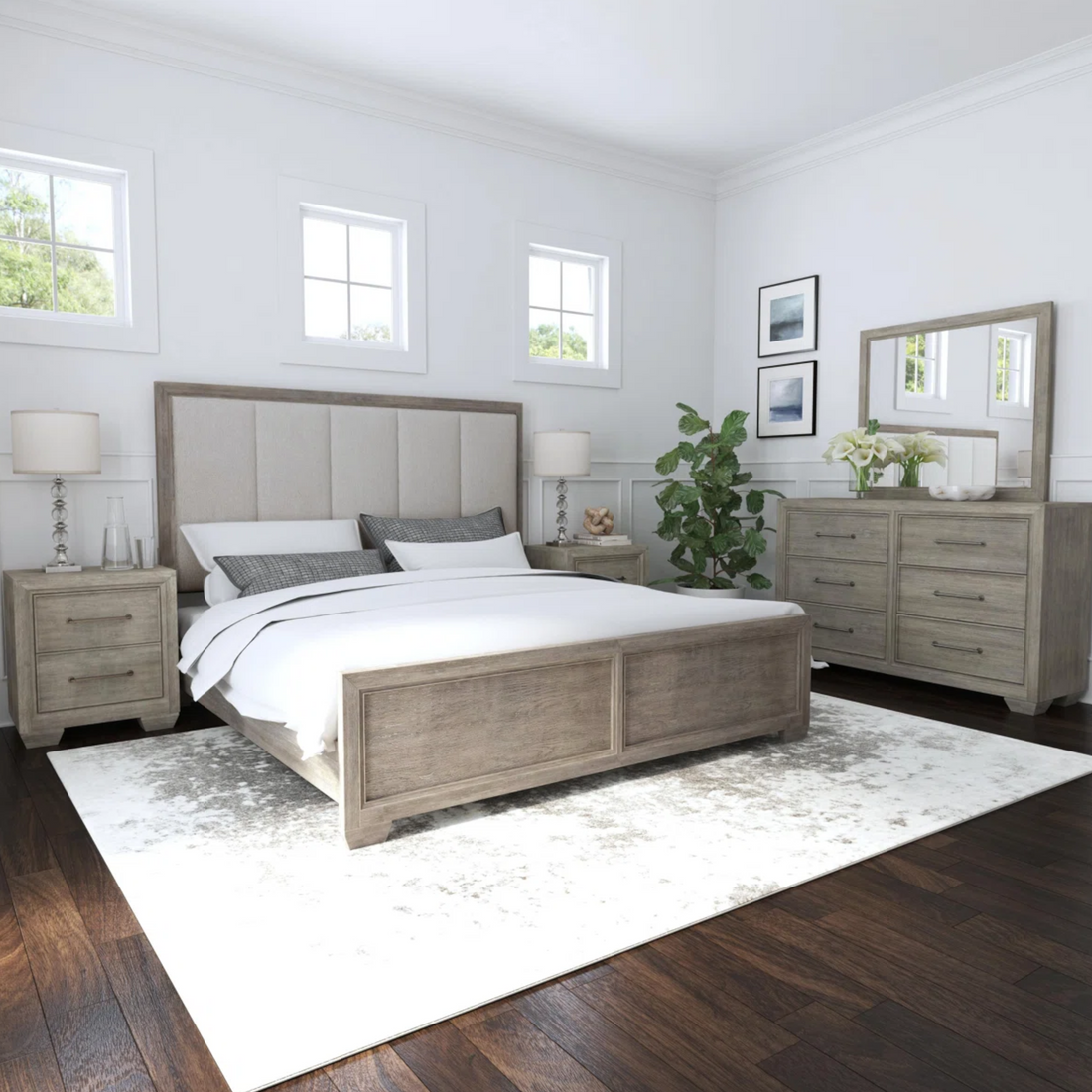 Roundhill Furniture Ennesley 5 Piece Upholstered Bedroom Set