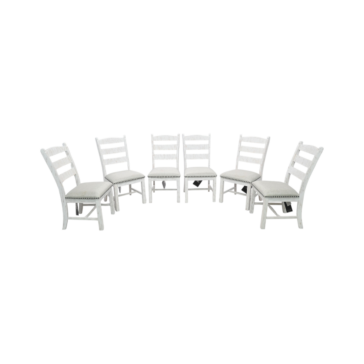 One Allium Way Signature Design By Ashley Valebeck Vintage Farmhouse Cushioned Dining Chair, Whitewash Set of 6