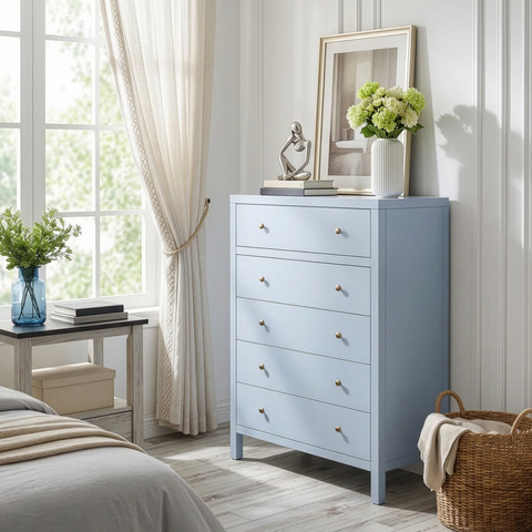 Joss & Main Celine 5-Drawer Dresser, Light Blue