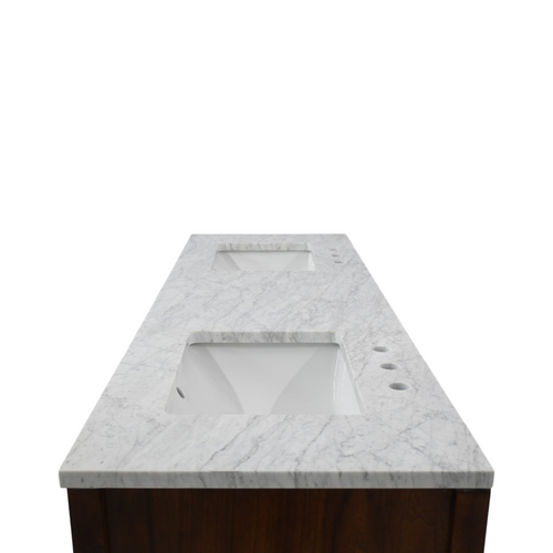 Water Creation Ferrero Double Sinks Carrara White Marble Bath Vanity in Noir Juglans with Satin Gold Hardware, image 11
