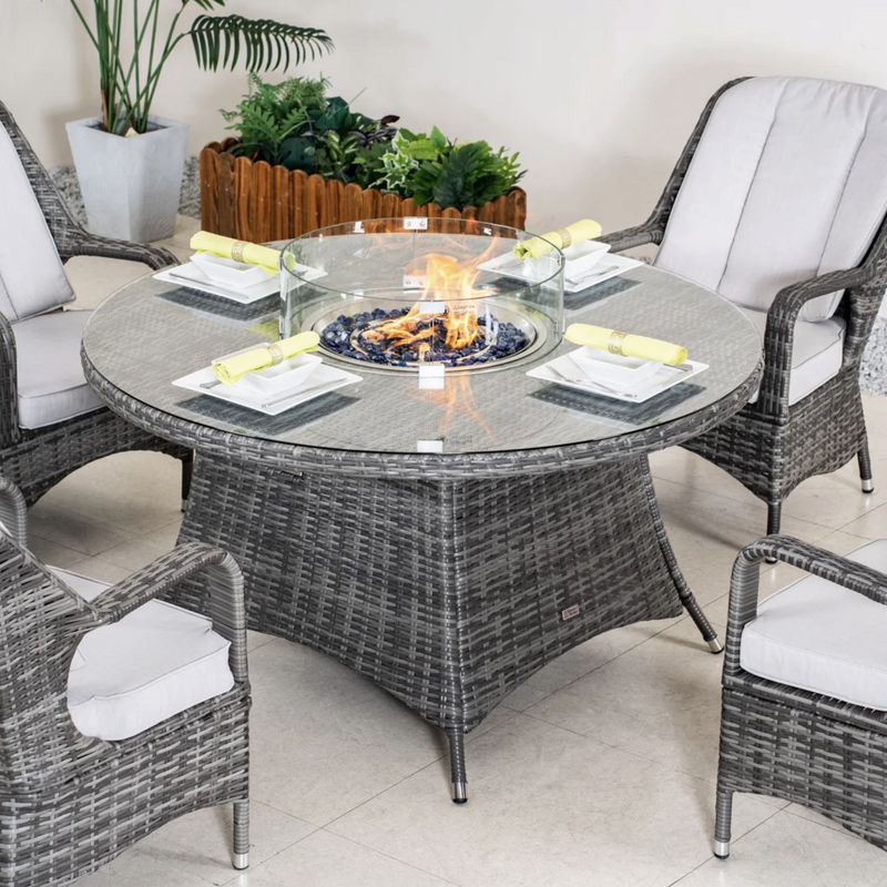Highland Dunes Areefa Round Wicker Propane Fire Pit Table
