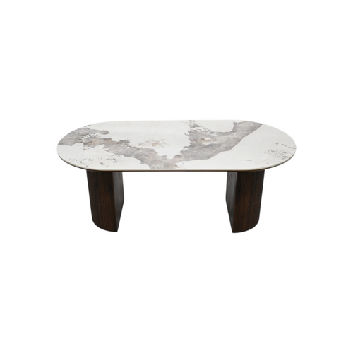 Latitude Run Iris Sintered Stone Solid Wood Pedestal Oval Dining Table Seat 6-8, image 4