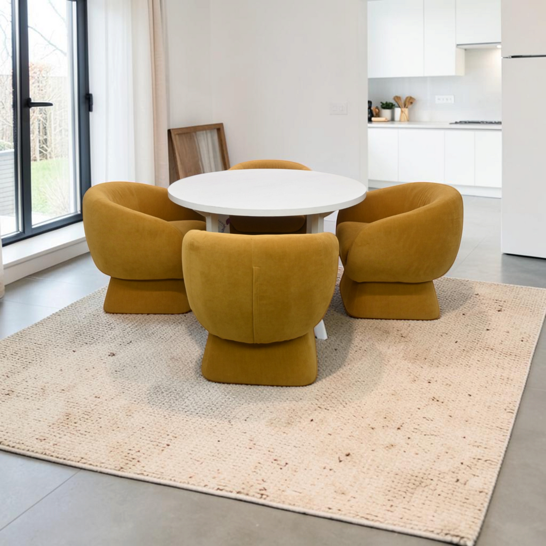 Safavieh Clarastella Round Wood Dining Table and Kiana Modern Accent Chair Set